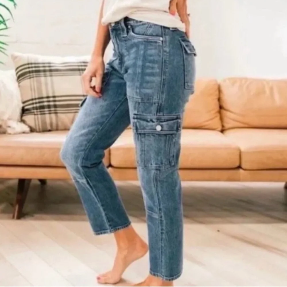 KanCan Avery Straight Leg Cargo Jeans Size 0 - Picture 3 of 9